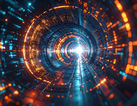 Abstract technology background. 3d rendering toned image double exposure.の素材