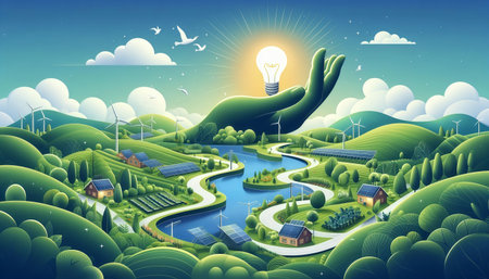 Ecology and environment concept. Vector illustration of eco friendly world.の素材