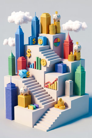 Conceptual image of financial success. 3d render illustration.の素材