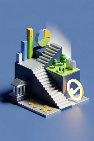 Conceptual image of the economic growth. 3D illustration.の素材