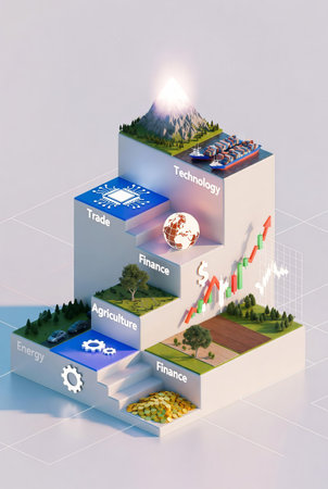 Business success concept with icons on top of a building (3d render)の素材