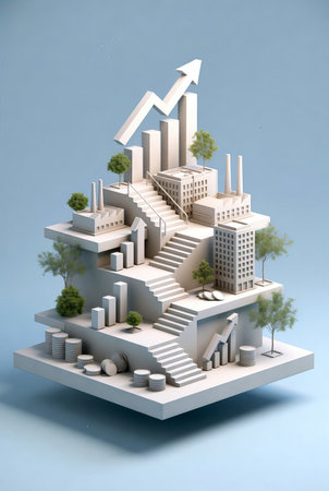 3d isometric urban landscape with buildings and skyscrapers.の素材