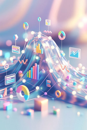 Futuristic technology background. 3d rendering toned image double exposureの素材