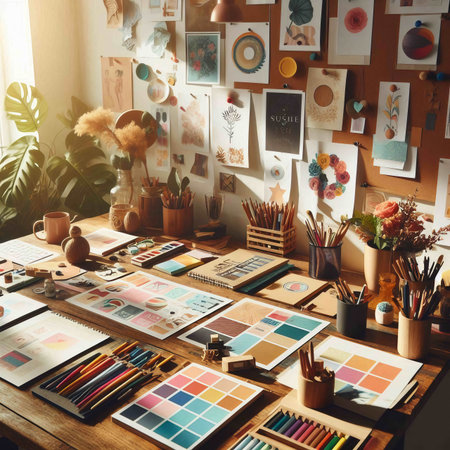 Designer Studio Creative Occupation Working Space Sketch Creativity Ideas Conceptの素材