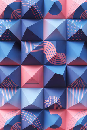 Abstract geometric background. Blue, pink, purple colors. Vector illustration.の素材