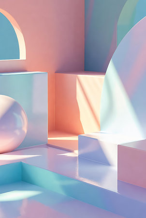 Abstract minimalistic scene with geometrical forms. 3d renderの素材