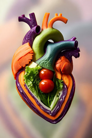 Human heart made of vegetables. Concept of healthy eating and lifestyle.の素材