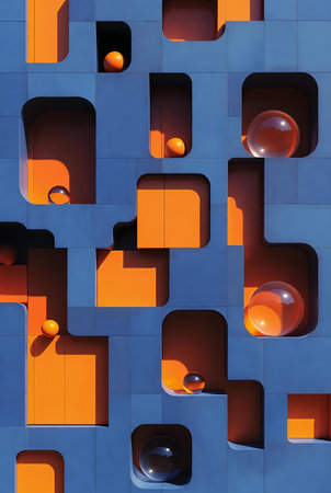 Modern architecture, detail of the facade of a modern building, abstract backgroundの素材