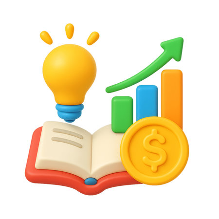 Conceptual image of light bulb with book and money. 3D rendering.の素材