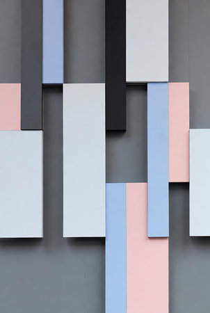 abstract background made of colored sheets of paper on a gray backgroundの素材