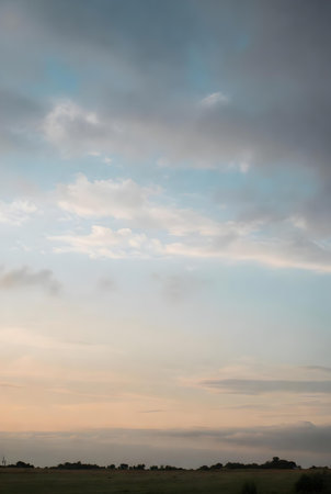 Cloudscape, Colored Clouds at Sunset near the River Elbeの素材