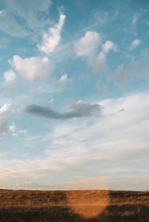 blue sky with cloud closeup. Nature composition. long exposure.の素材