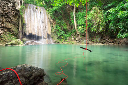 Landscape Huai Mae Kamin waterfall Srinakarin Dam in Kanchanaburi, Thailand.の写真素材