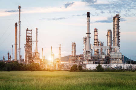 Oil Refinery factory in the morning , petrochemical plant , Petroleum.の写真素材