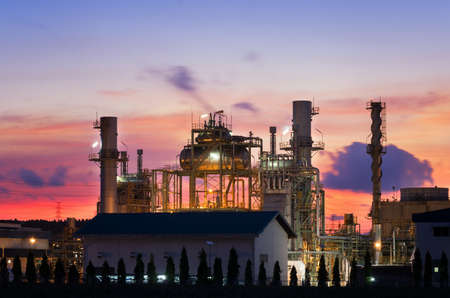 Oil Refinery factory in the morning , petrochemical plant , Petroleum.