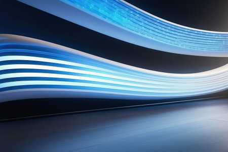 abstract light lines in the dark, blue and white color toneの素材