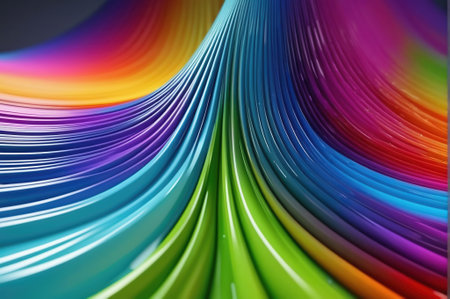 Colorful abstract background with curved lines. 3d render illustration.の素材