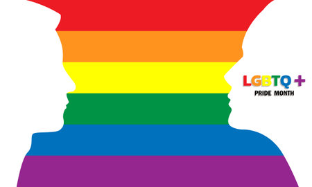 Happy Pride Day concept for LGBTQ community. LGBT Pride Typography Vector. Pride Text with LGBTQ Rainbow Flag Color.のイラスト素材