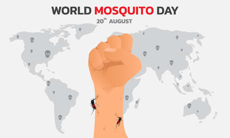 World malaria day concept design for malaria day. Good for banner, poster, campaign. Mosquito silhouette in sign illustration.のイラスト素材