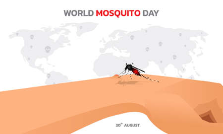 World malaria day concept design for malaria day. Good for banner, poster, campaign. Mosquito silhouette in sign illustration.のイラスト素材