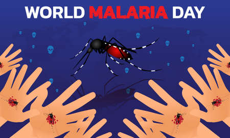 World malaria day concept design for malaria day. Good for banner, poster, campaign. Mosquito silhouette in sign illustration.のイラスト素材