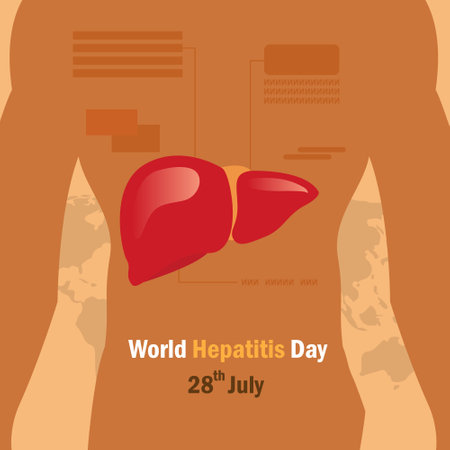Concept of hepatitis. Vector illustration, banner or poster for world hepatitis dayのイラスト素材