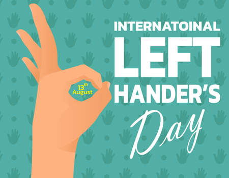 Happy Left-handers Day. Left-handed character illustration. Vector Illustration of International lefthanders Day. August 13のイラスト素材