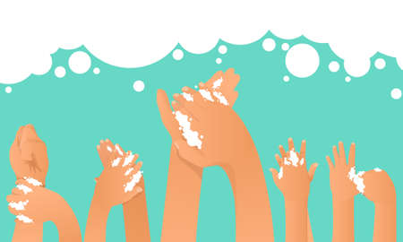 Handwashing day. Handwashing illustration. Water, washing hands, cleaning. Hygiene concept. Vector illustration can be used for healthcare, skincare, hygieneのイラスト素材