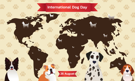 Happy National Dog Day 26 August. National Dog Day Vector Illustration. Great for card, Banner and emblemのイラスト素材
