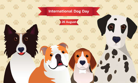 Happy National Dog Day 26 August. National Dog Day Vector Illustration. Great for card, Banner and emblemのイラスト素材