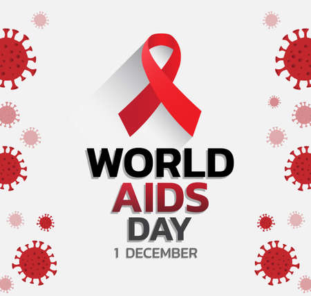 World AIDS Day Banner Background Illustration. Aids Awareness. World Aids Day concept. Red Ribbon.