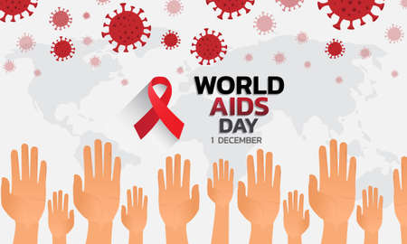 World AIDS Day Banner Background Illustration. Aids Awareness. World Aids Day concept. Red Ribbon.