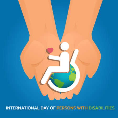 Vector illustration on the theme of International day of persons with disabilities observed each year on December 3rd across the globe.のイラスト素材