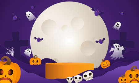 Halloween background For a party and sale on Halloween night.Happy Halloween bannerのイラスト素材