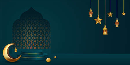 ramadan kareem banner background design illustrationのイラスト素材