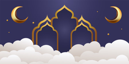 ramadan kareem banner background design illustrationのイラスト素材
