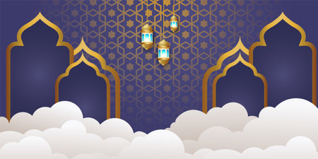 ramadan kareem banner background design illustrationのイラスト素材