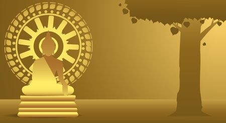 Background for makha bucha day ,Vesak Day, Atthami Puja Day, Asanha Bucha Dayのイラスト素材