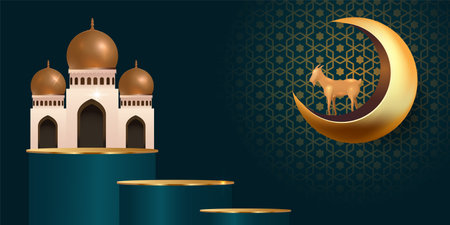 Eid Al Adha Mubarak the celebration of Muslim community festival background design.Vector Illustrationのイラスト素材