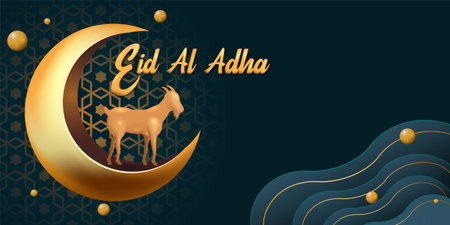 Eid Al Adha Mubarak the celebration of Muslim community festival background design.Vector Illustrationのイラスト素材