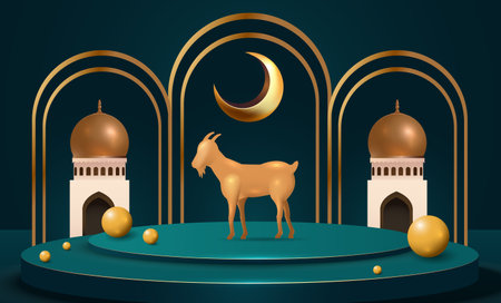 Eid Al Adha Mubarak the celebration of Muslim community festival background design.Vector Illustrationのイラスト素材