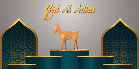 Eid Al Adha Mubarak the celebration of Muslim community festival background design.Vector Illustrationのイラスト素材