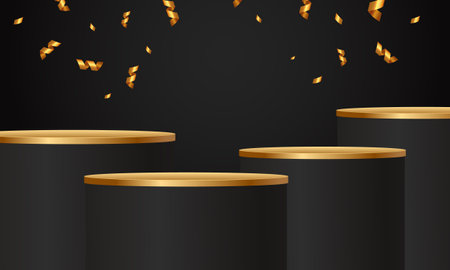 Black Friday Super Sale. Banner, poster on dark background. podium for saleのイラスト素材