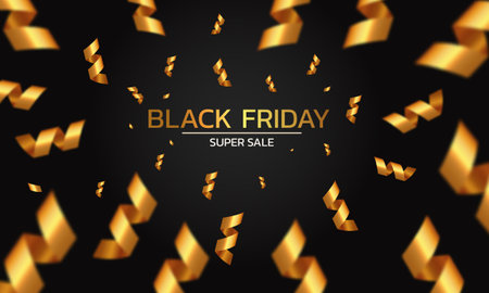 Black Friday Super Sale. Banner, poster on dark background. podium for saleのイラスト素材