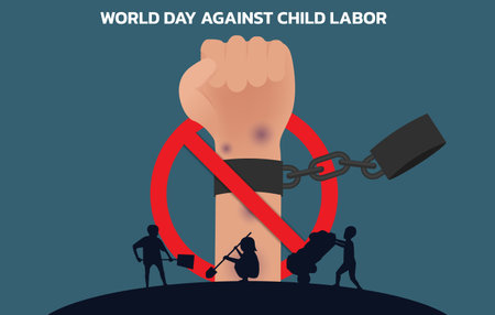 World day against child labour,stop child labour in worldのイラスト素材