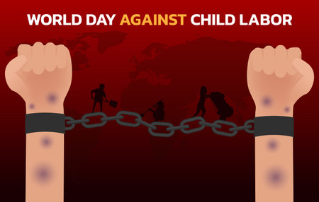 World day against child labour,stop child labour in worldのイラスト素材
