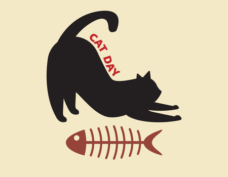 World Cat Day concept.International Cat Day. Holiday concept. Template for background, Web banner, card, posterのイラスト素材