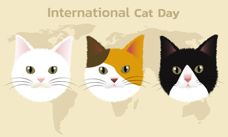 World Cat Day concept.International Cat Day. Holiday concept. Template for background, Web banner, card, posterのイラスト素材