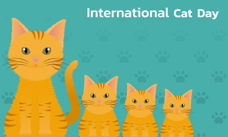 World Cat Day concept.International Cat Day. Holiday concept. Template for background, Web banner, card, posterのイラスト素材
