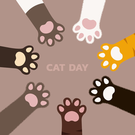 World Cat Day concept.International Cat Day. Holiday concept. Template for background, Web banner, card, posterのイラスト素材